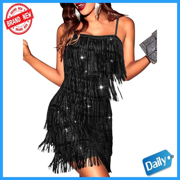 Dresses & Skirts - Sequin Fringe Mini Dress for Prom Party Cocktail Gatsby Flapper